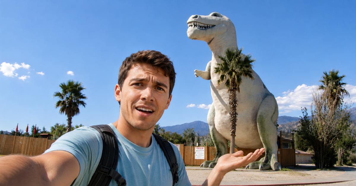 Canadian tourist confused about roadside attraction.