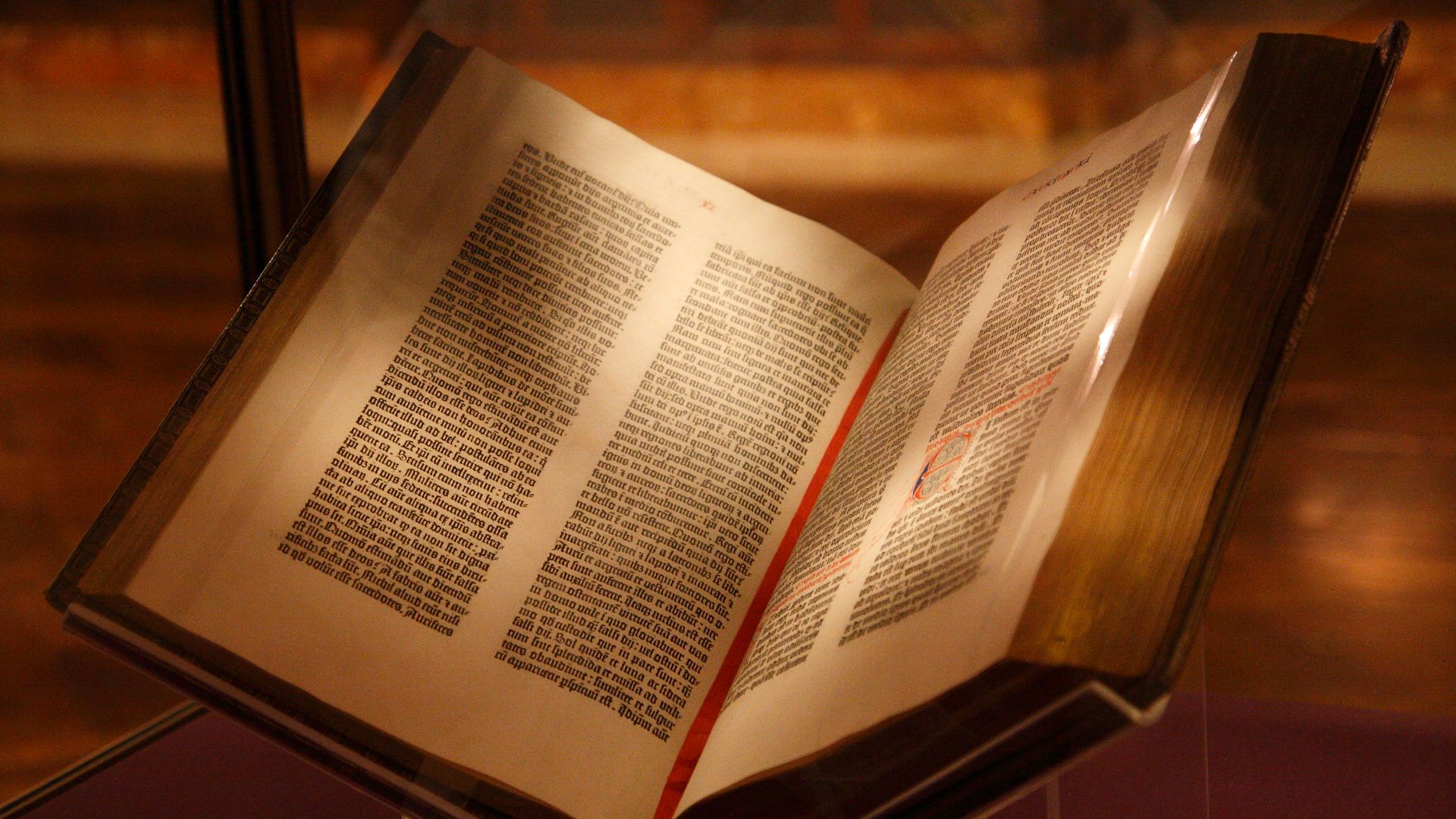 Gutenberg Bible on display at the New York Public Library