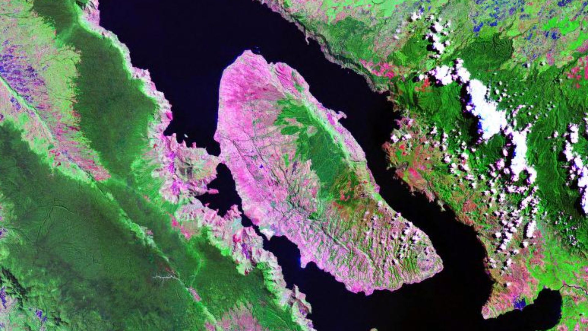 Lake Toba, Sumatra, Indonesia - Landsat satellite photo