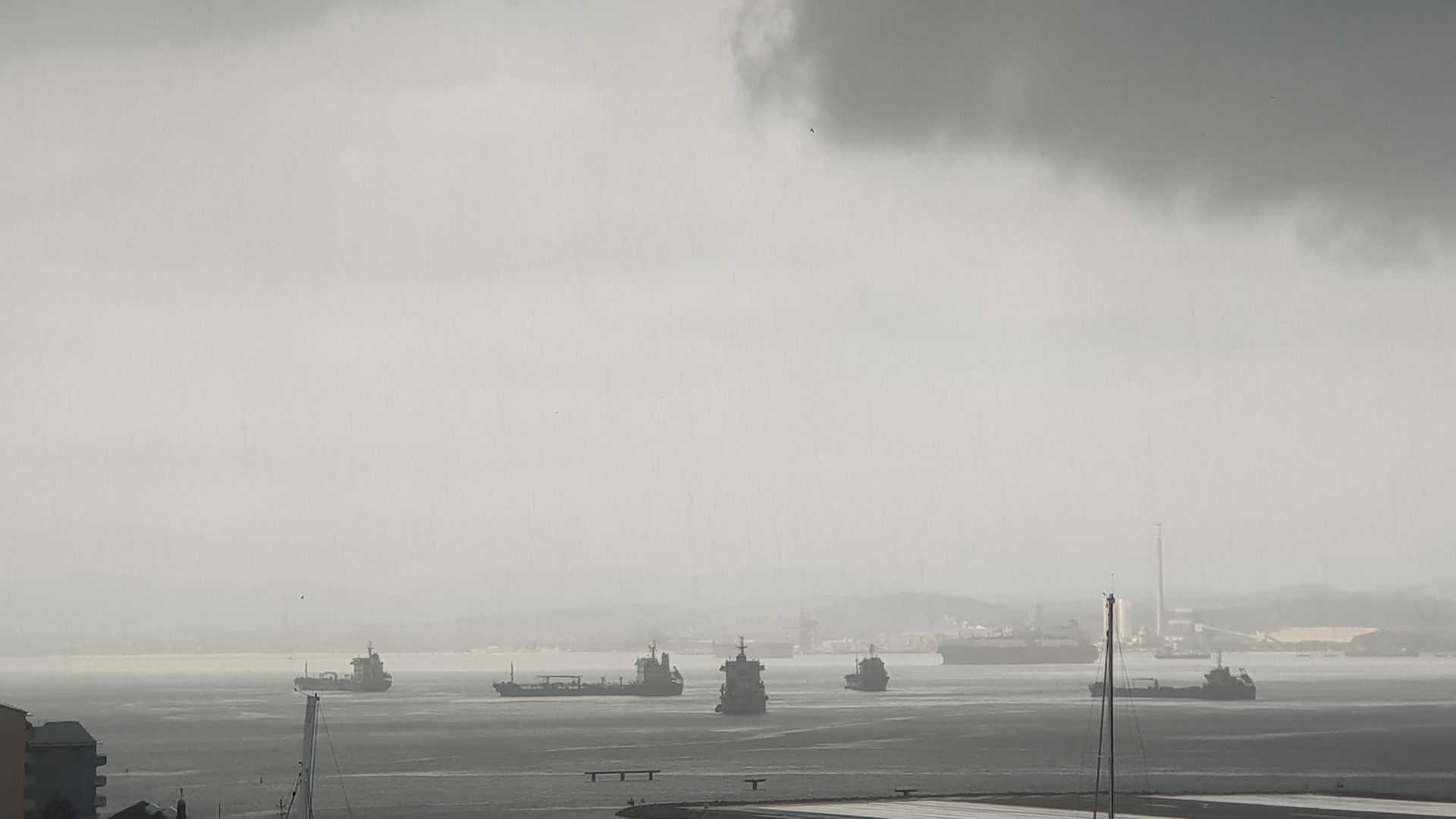 Bay of Gibraltar in a rainy day.