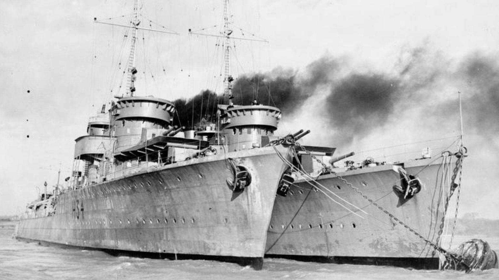 The Polish Navy during the Second World War
Two Polish destroyers, ORP Grom (Thunder) and ORP Błyskawica (Lightning) seen after Operation 'Pekin', the evacuation of units of the Polish Navy to British home waters in September 1939.  The destroyers are moo