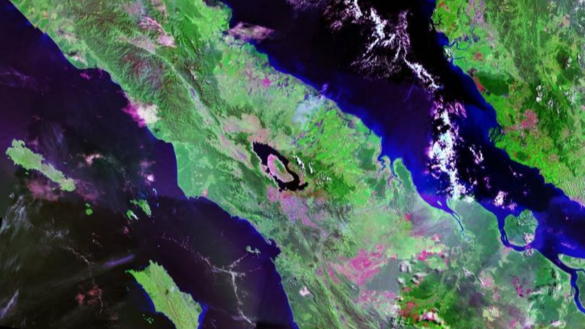Lake Toba, Sumatra, Indonesia - Landsat satellite photo