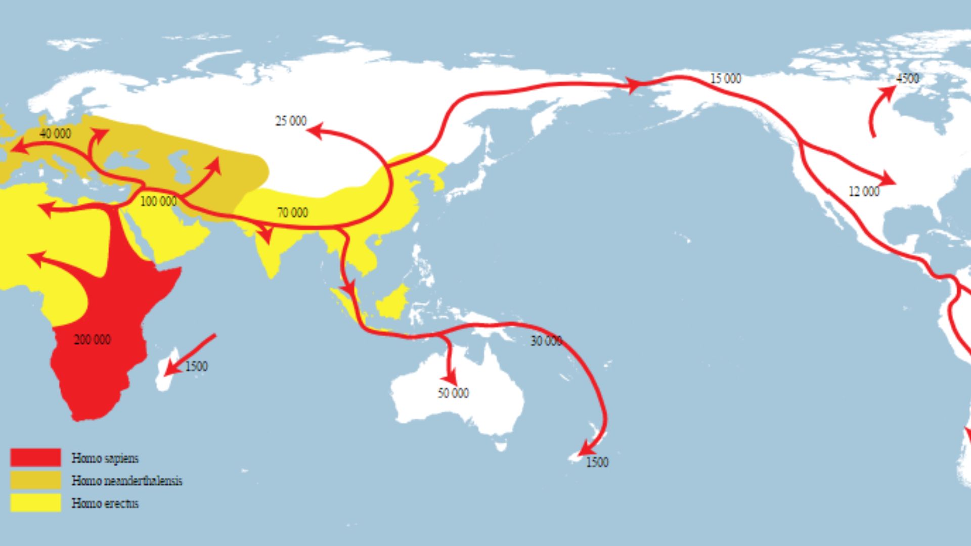 map of hominids migration routes