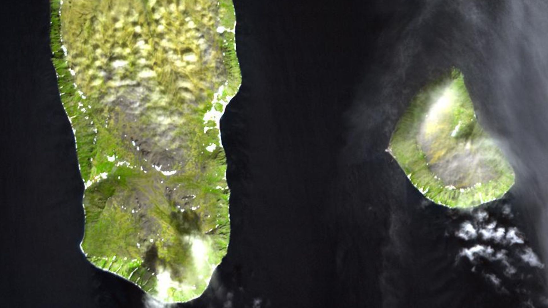 Diomede Islands in the middle of the Bering Strait:. The islands are separated by the border between Russia and the USA and by the International Date Line.
Western: Russian island of Big Diomede, Imaqliq, Nunarbuk or Ratmanov Island
Eastern: U.S. island o