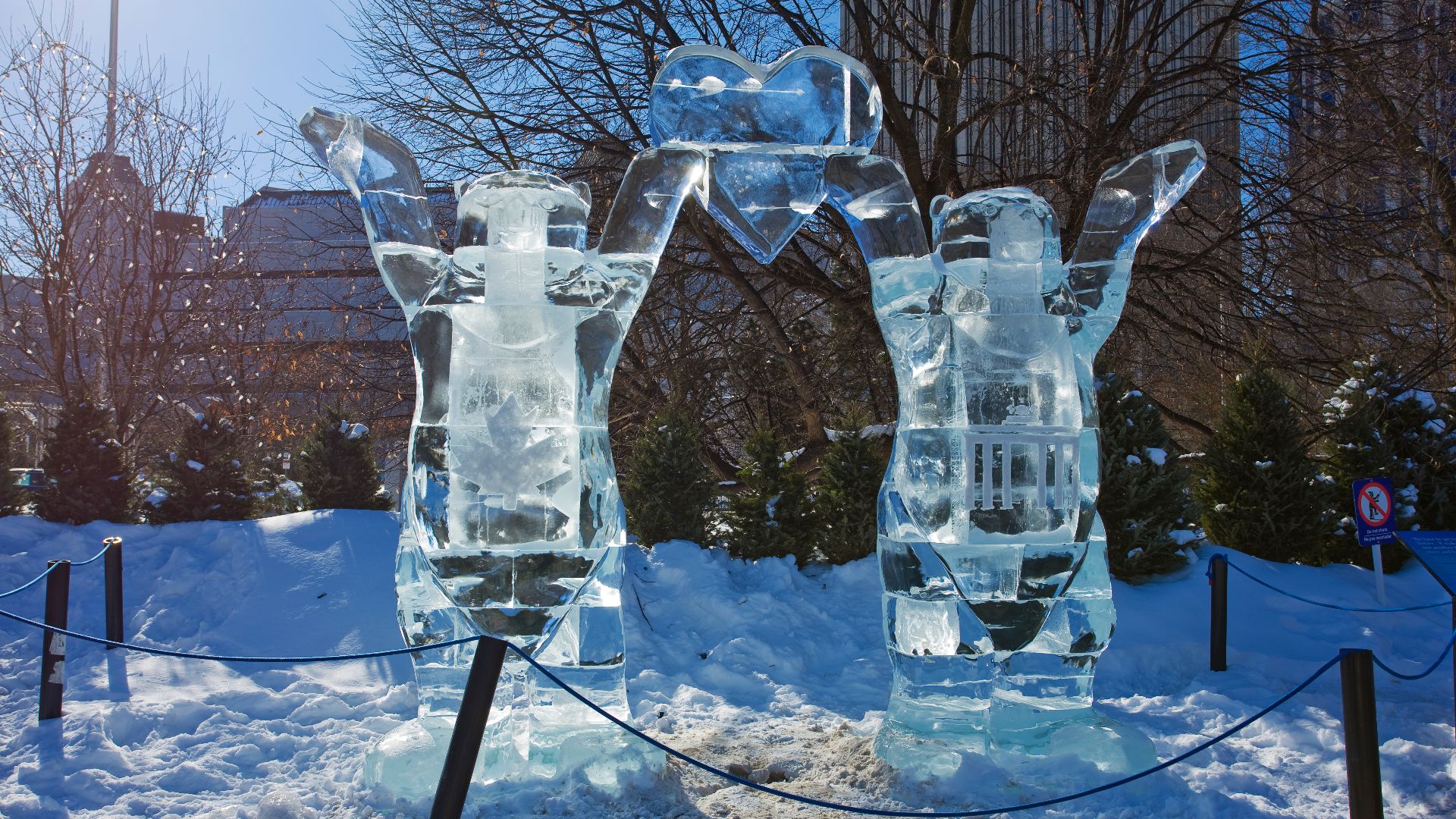 Ice Sculptures at Winterlude is partly held in Confederation Park, better known as Crystal Garden, is the site for the ice sculpture competition, the ice lounge and musical concerts. Marion Dewar Plaza at City Hall (across from Confederation Park) is the 