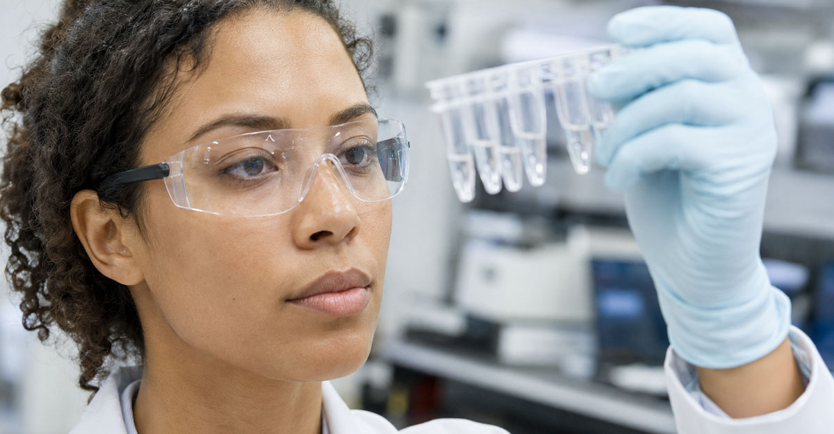 Scientist holding DNA samples
