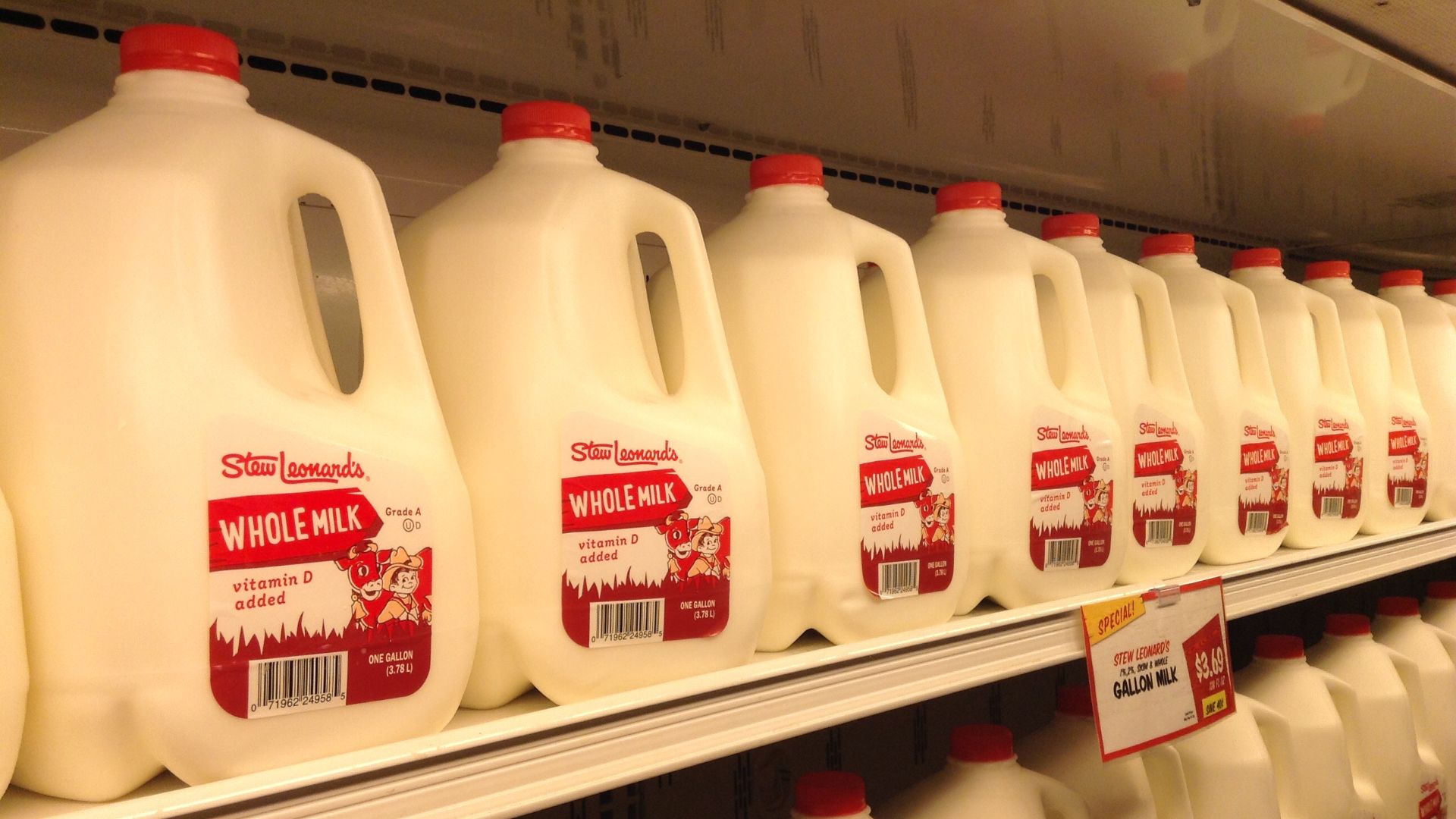 Milk containers for sale.