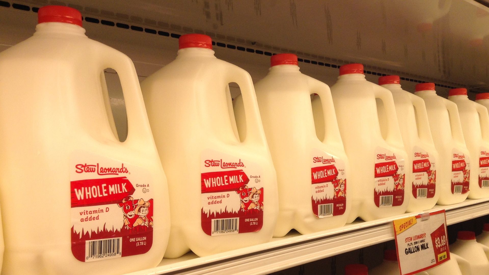 Milk containers for sale.