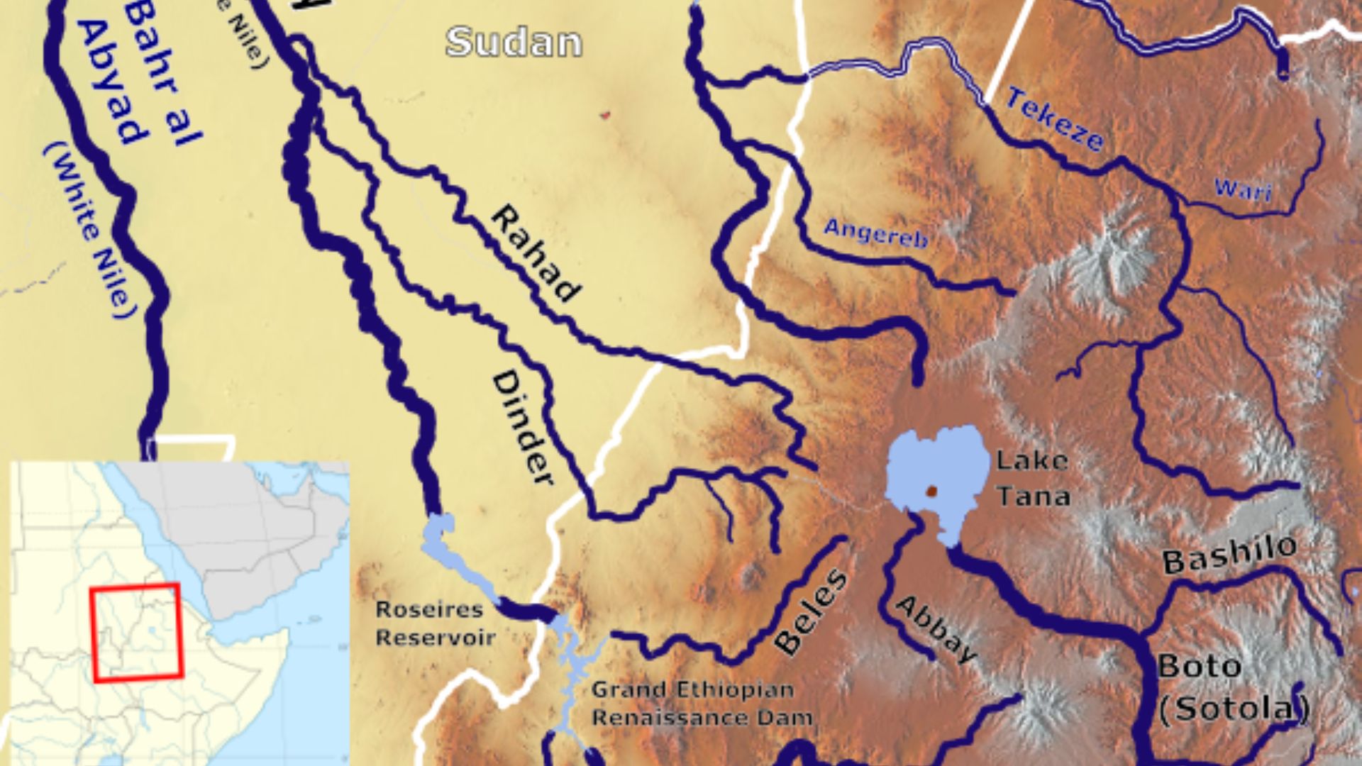 The Blue Nile Basin_OSM, Based up on US Army map ND36-37, NC36-37