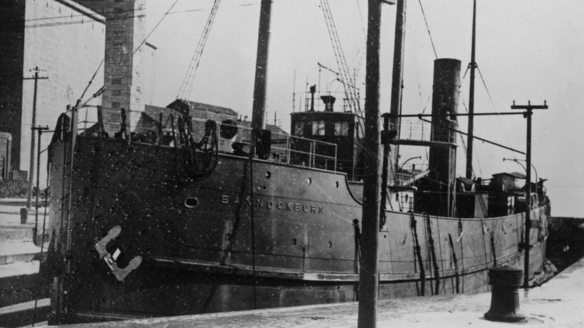 Photograph of the Montreal Transportation Company freighter BANNOCKBURN in the Kingston dry dock
