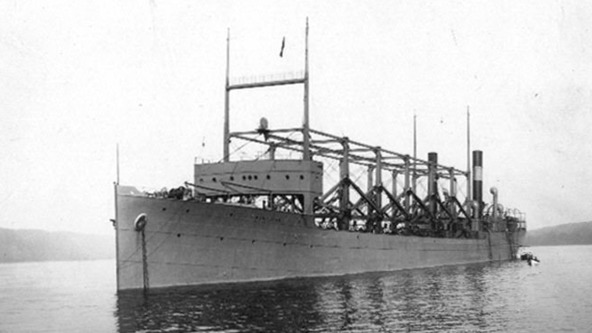 USS Cyclops (1910-1918); Anchored in the Hudson River, off New York City.