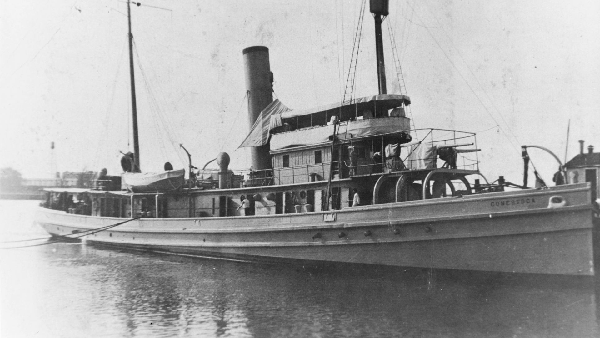 The U.S. Navy fleet ocean tug USS Conestoga (AT-54) at San Diego, California (USA), circa early 1921, shortly before she disappeared while en route from San Diego to Samoa, by way of Pearl Harbor, Hawaii.