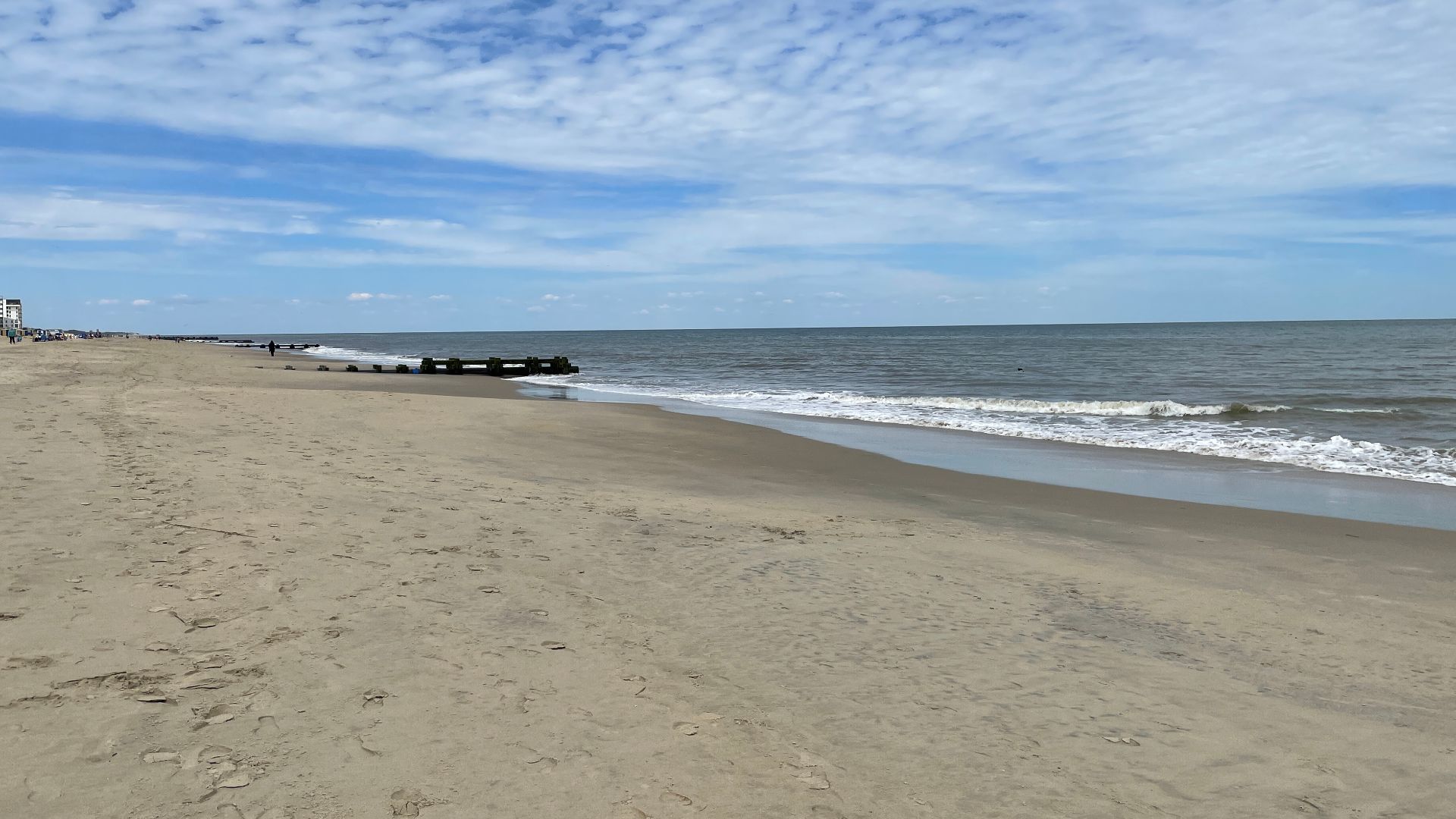 A view of the beach at Rehoboth Beach, Delaware looking north at Philadelphia Street
