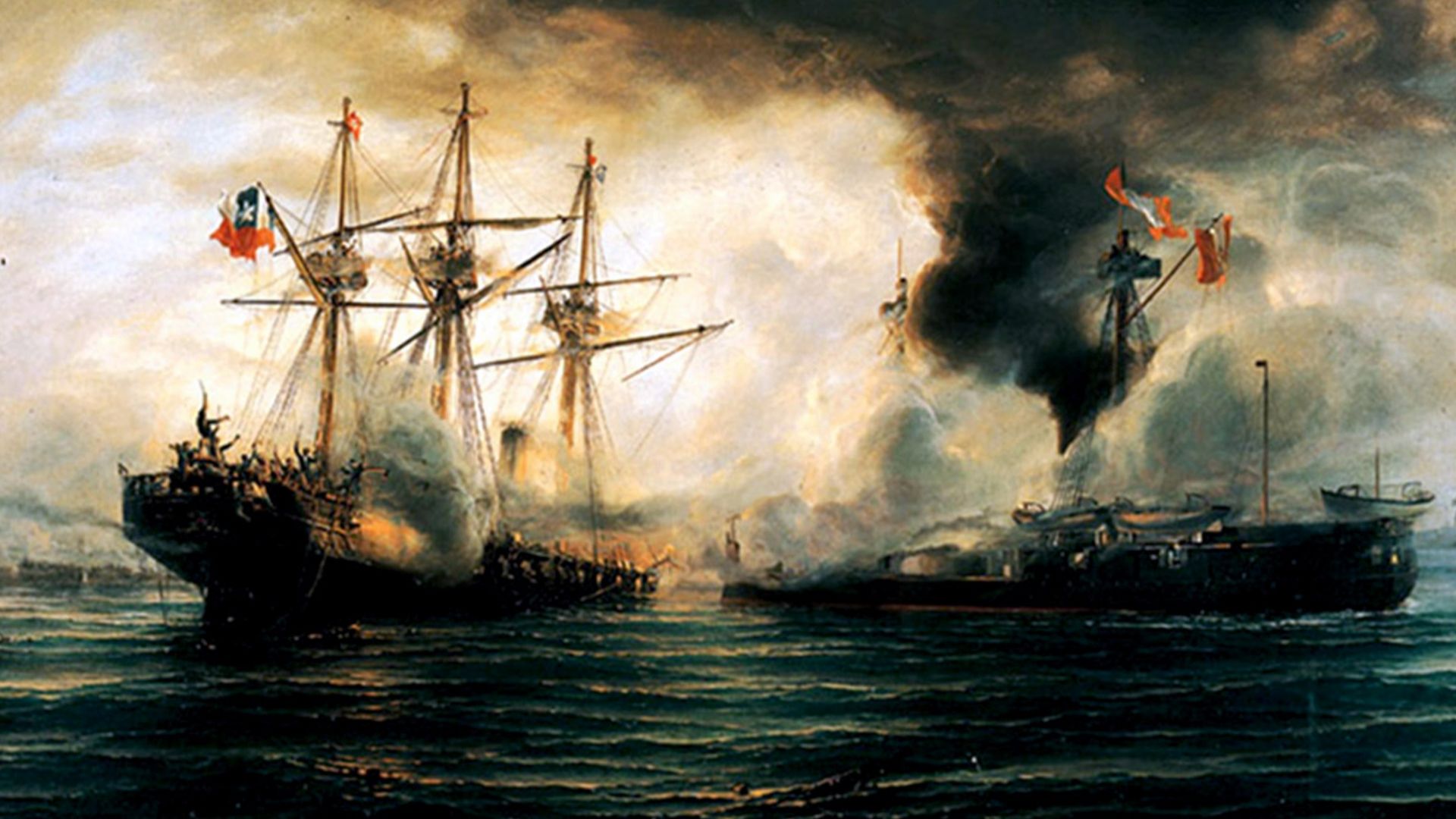 File:Sinking of the Esmeralda during the battle of Iquique.jpg