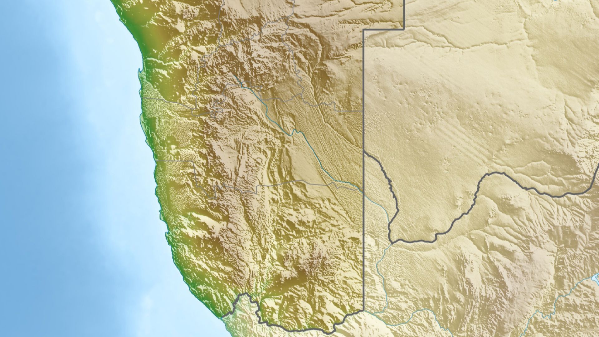 Physical location map of Namibia