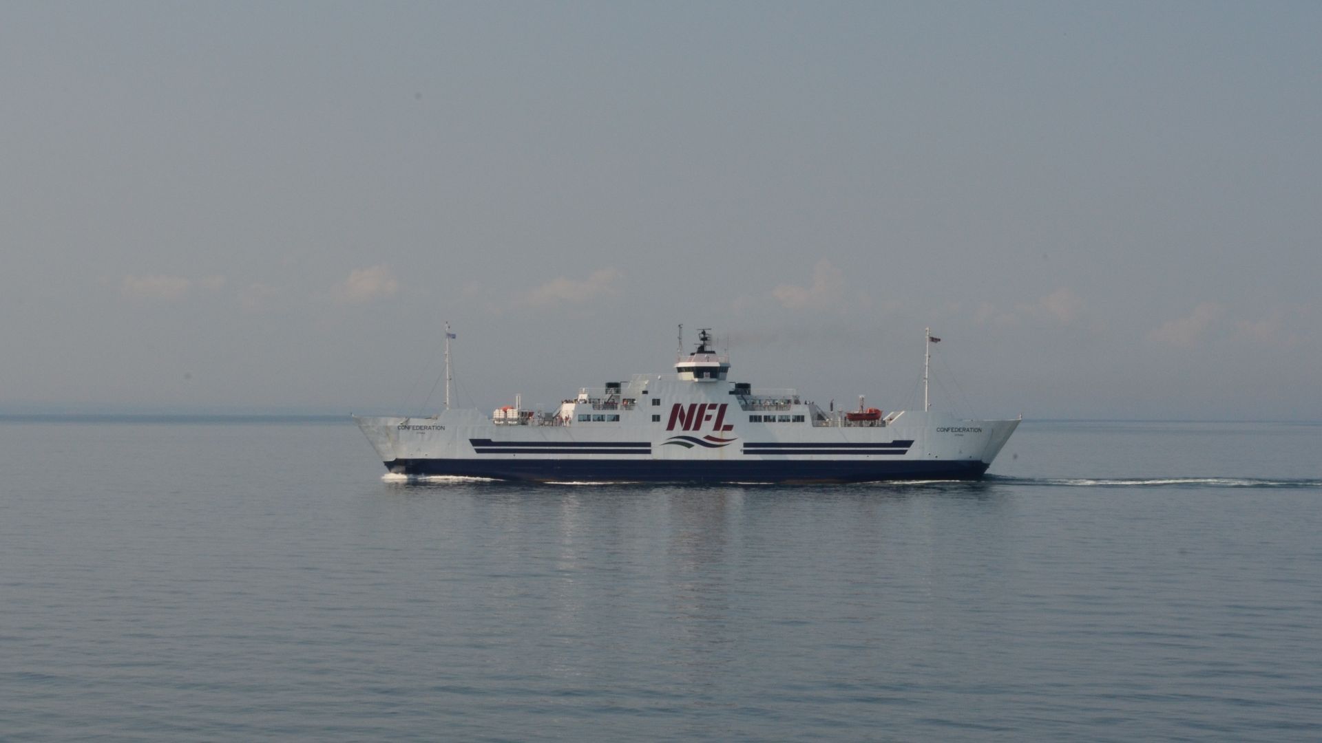 Northumberland Ferry returns from Wood Islands, Prince Edward Island to Caribou, Nova Scotia crossing the Northumberland Strait in August 2015