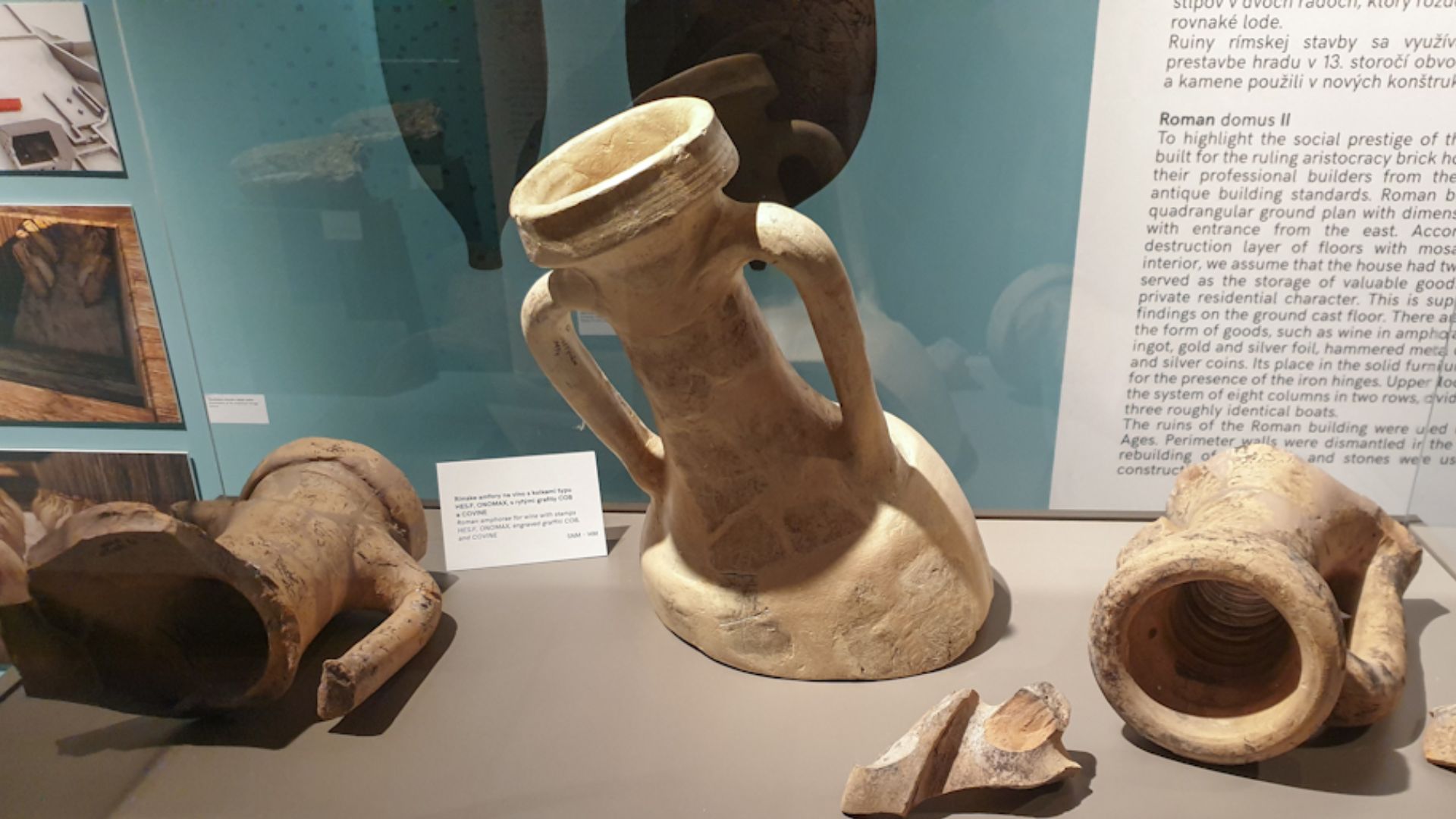 Roman_amphorae_for_wine_with_stamps_in_the_Historical_Museum,_Bratislavalabel QS:Len,