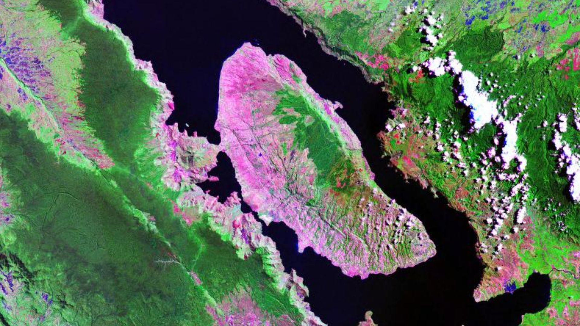 Lake Toba, Sumatra, Indonesia - Landsat satellite photo