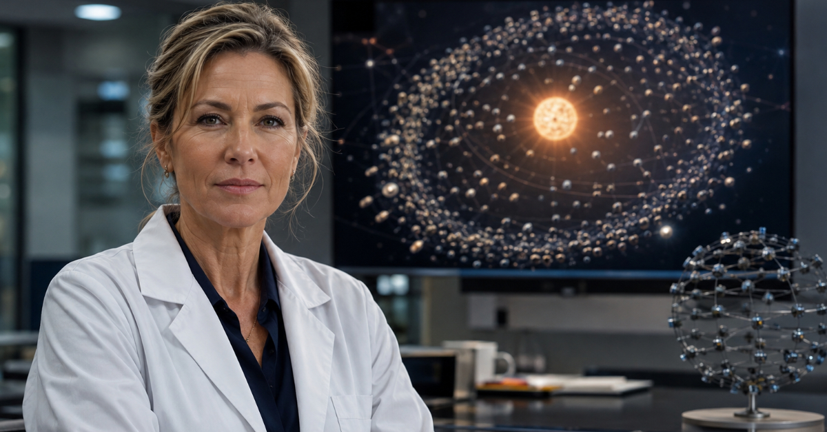 Female scientist in lab coat looking at camera