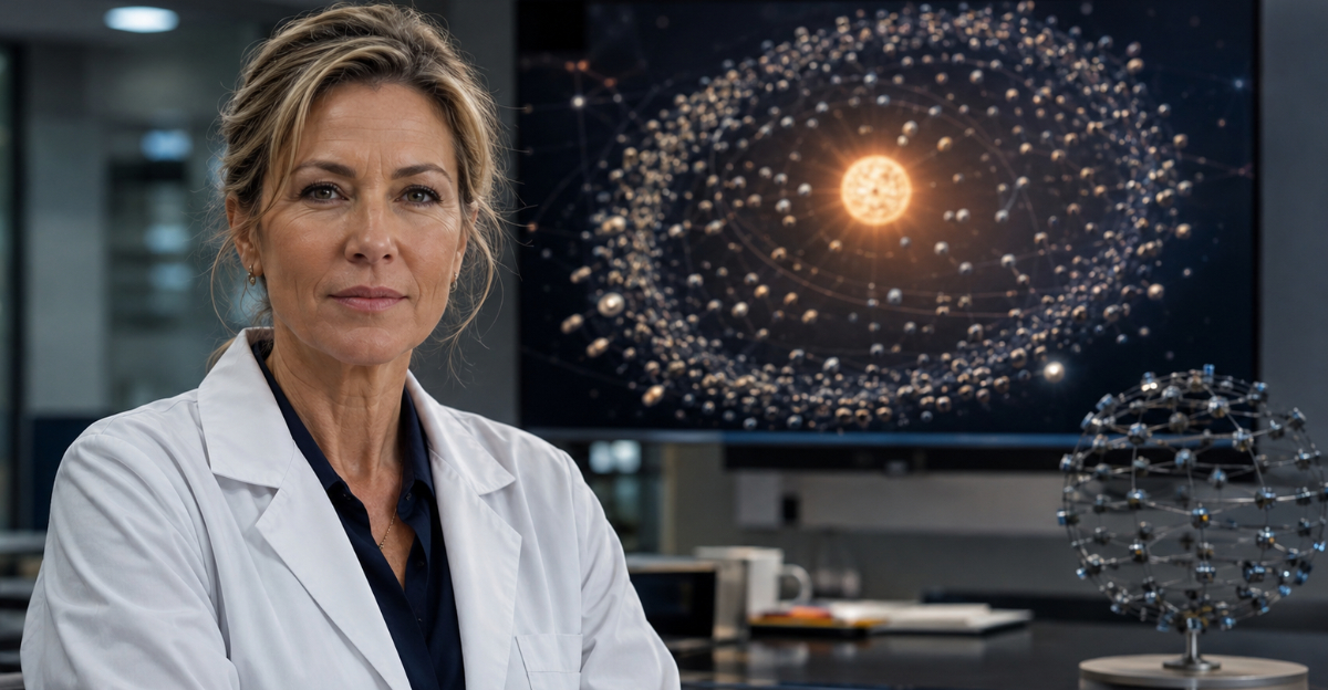 Female scientist in lab coat looking at camera