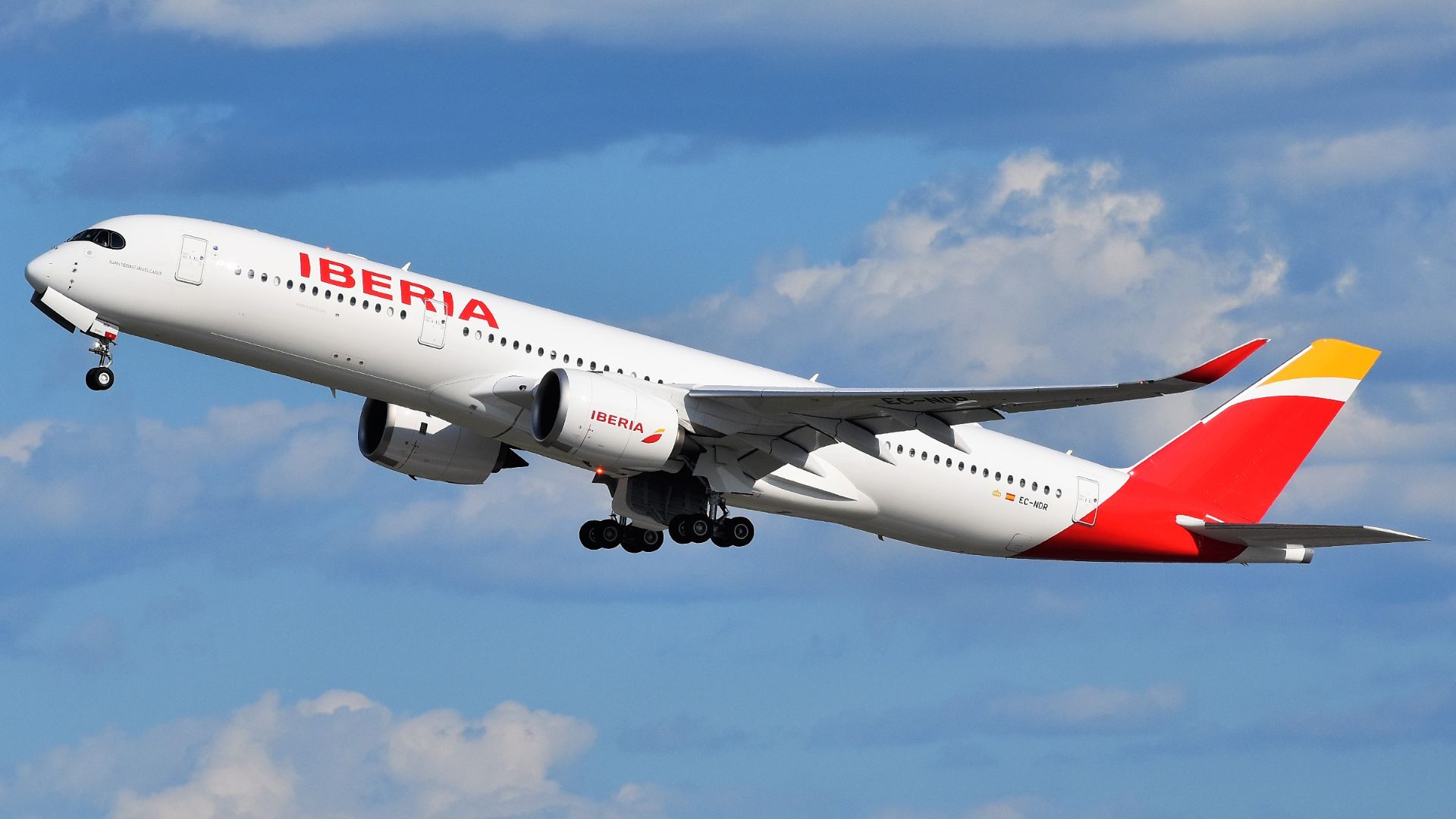 An Iberia Airbus A350-900XWB has just departed John F.  Kennedy International Airport on a flight to Madrid Barajas Airport as Flight IB6250.