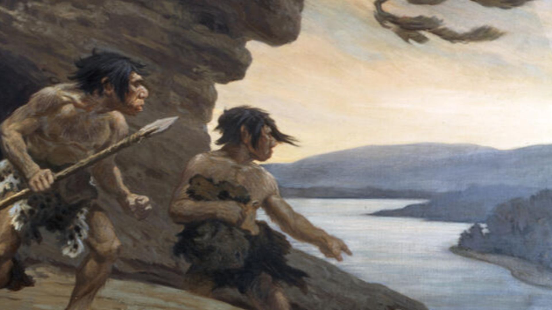 Mural of a Neanderthal family