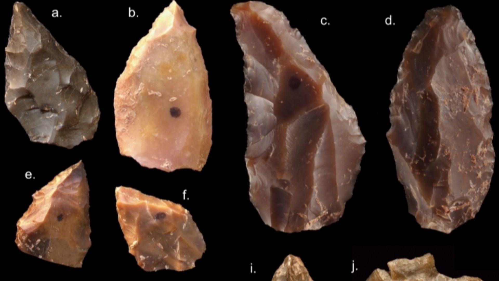 Some of the Middle Stone Age stone tools from Jebel Irhoud (Morocco). Dated to 300 thousand years ago.