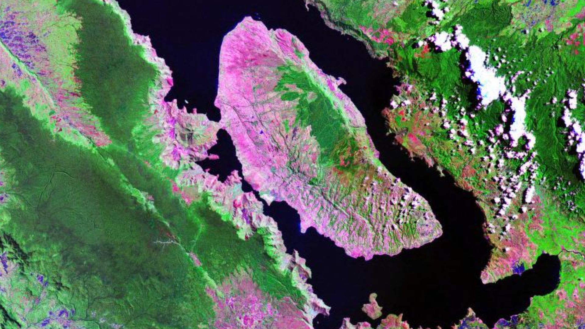 Lake Toba, Sumatra, Indonesia - Landsat satellite photo