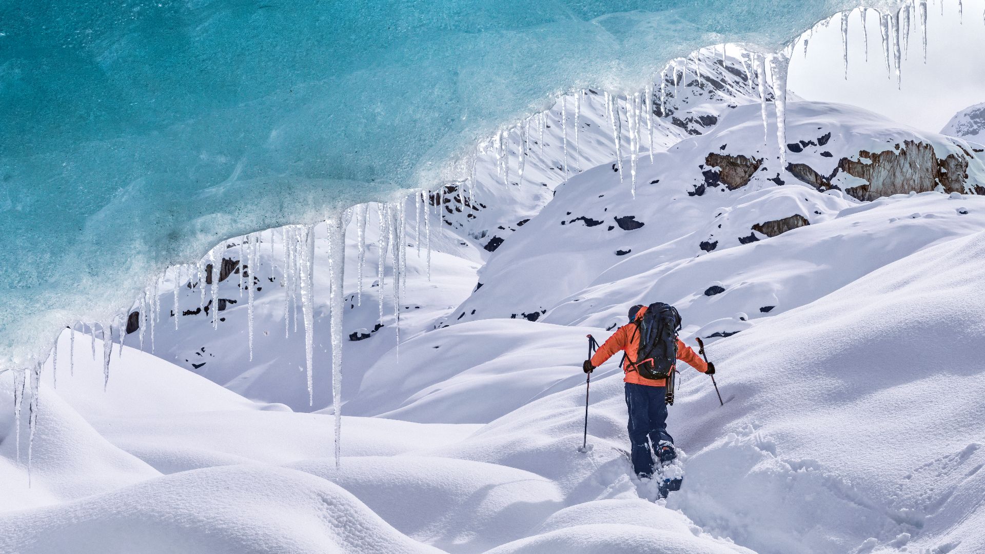 Morteratsch Glacier ice cave in Pontresina, Switzerland