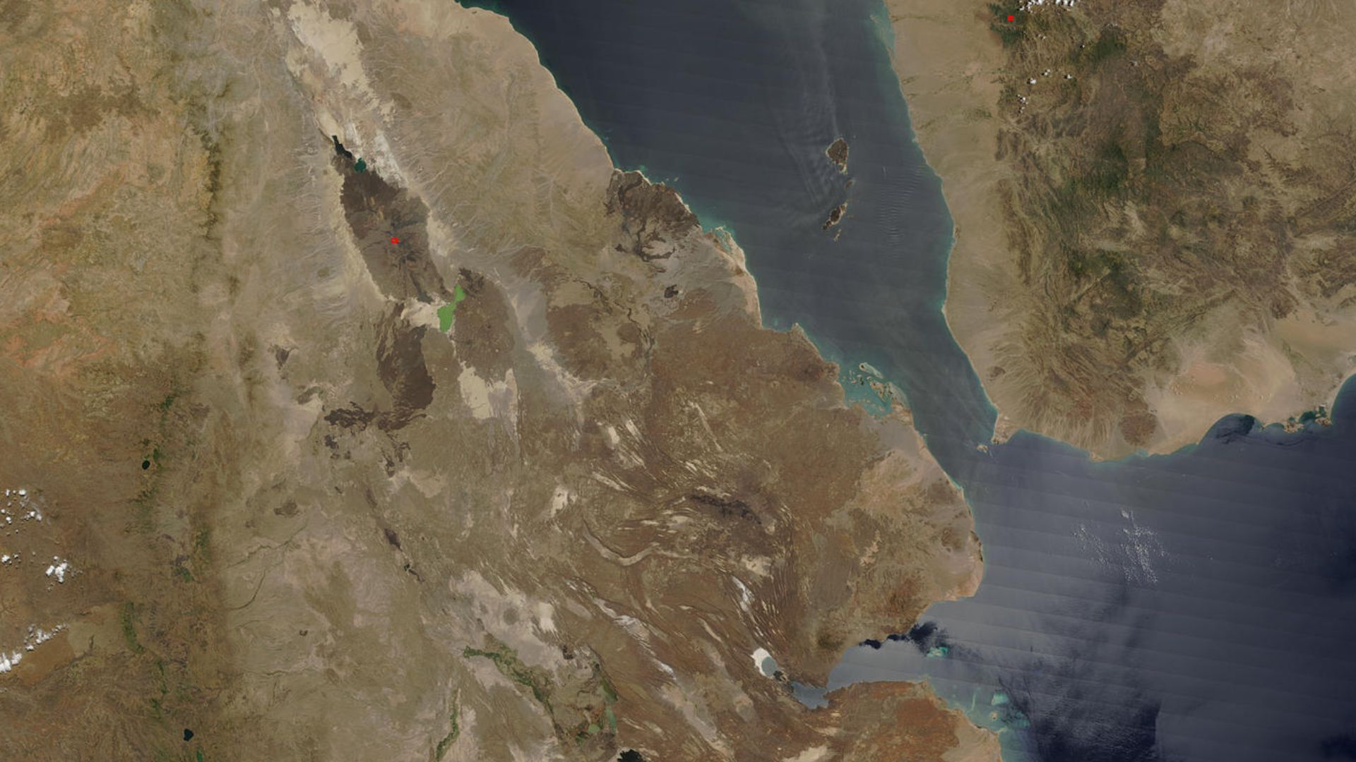 MODIS satellite image of the Afar depression and surrounding area.