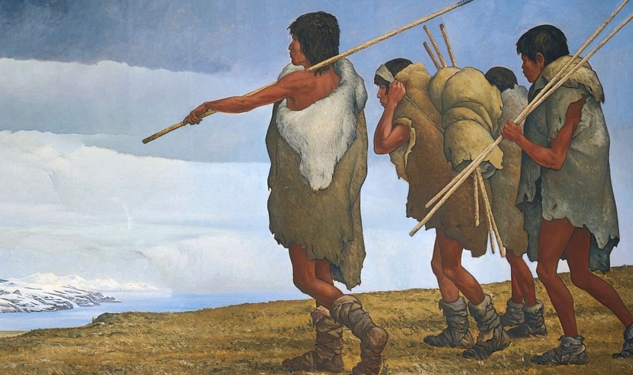 Reconstruction of Asian hunters migration across the Bering Strait during the first ice age, fresco