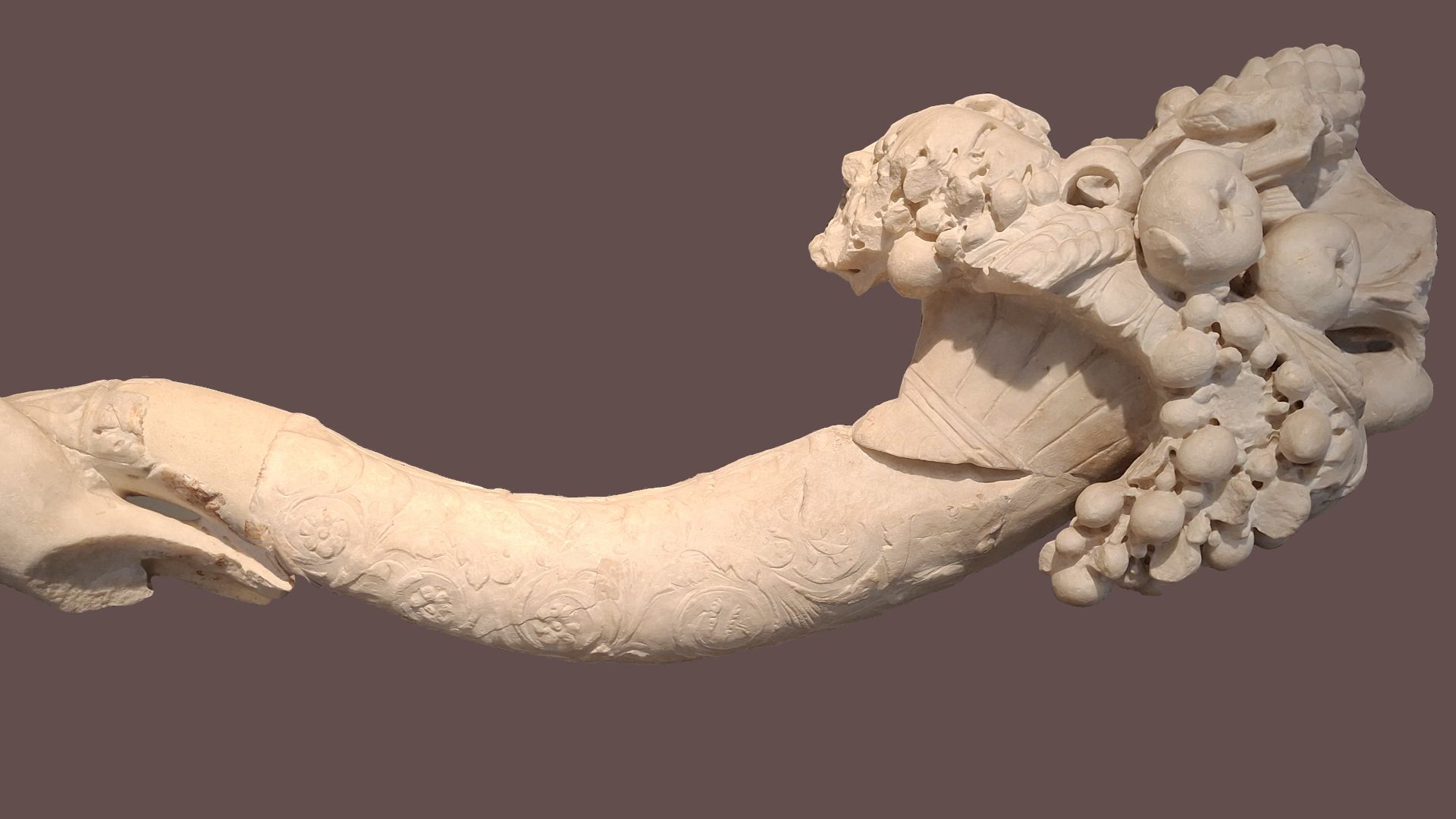 Cornucopia, part of a Roman statue, Archaeological Museum A. Salinas, Palermo, Italy
