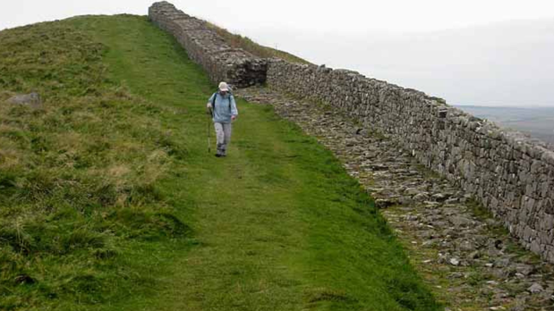 Hadrian's Wall The two arguably most popular National Trails - the oldest, the Pennine Way which runs 268 miles from Edale to Kirk Yetholm 
http://www.nationaltrail.co.uk/PennineWay/ and the newest, Hadrian's Wall 
National Trail which runs 84 miles from 
