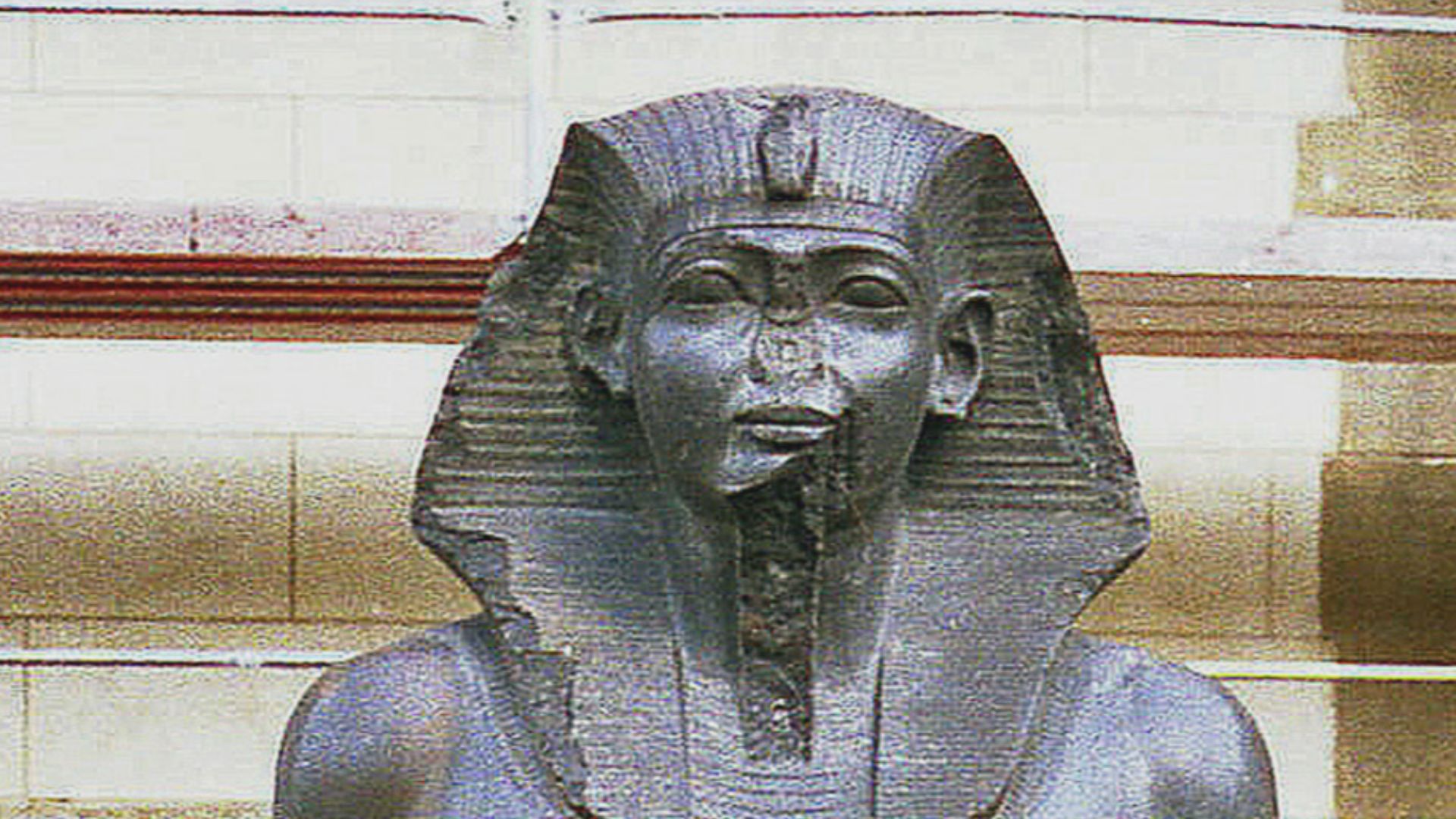 Colossal statue of Amenemhat II, later usurped by Ramesses II who transported it to Pi-Rames, and finally by Merenptah. Berlin, Pergammon Museum.