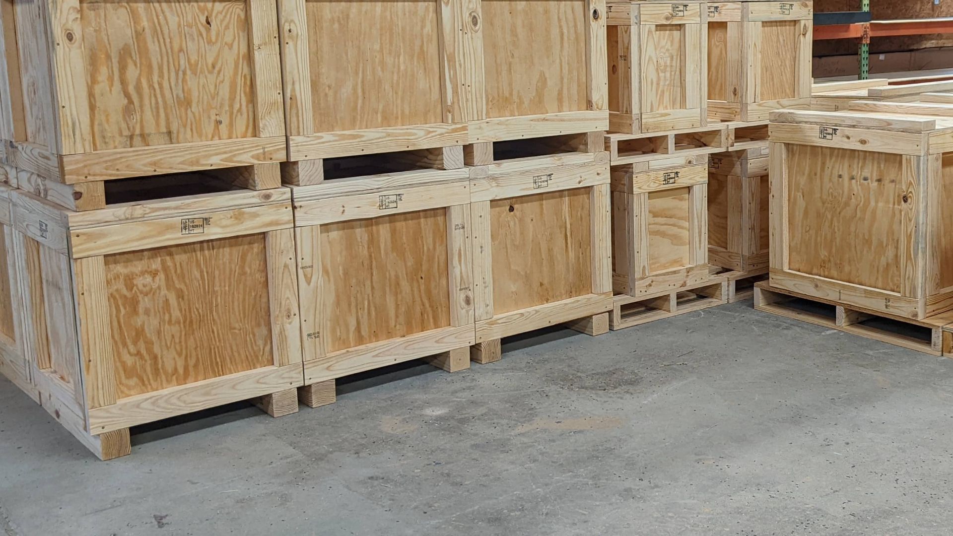 Standard plywood shipping crates with cleating.