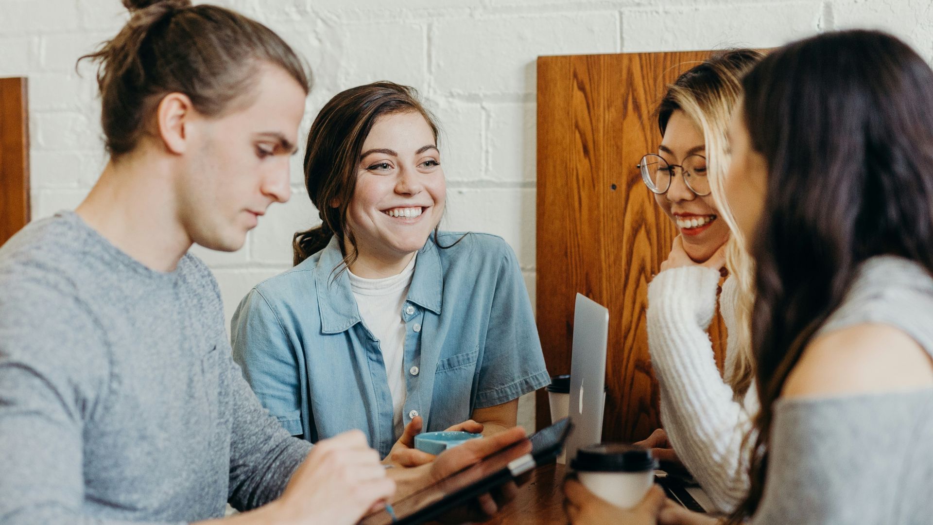 A group of friends at a coffee shop