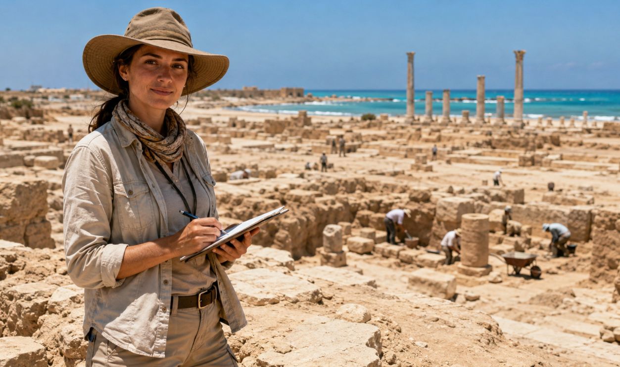 archaeologist at excavation site