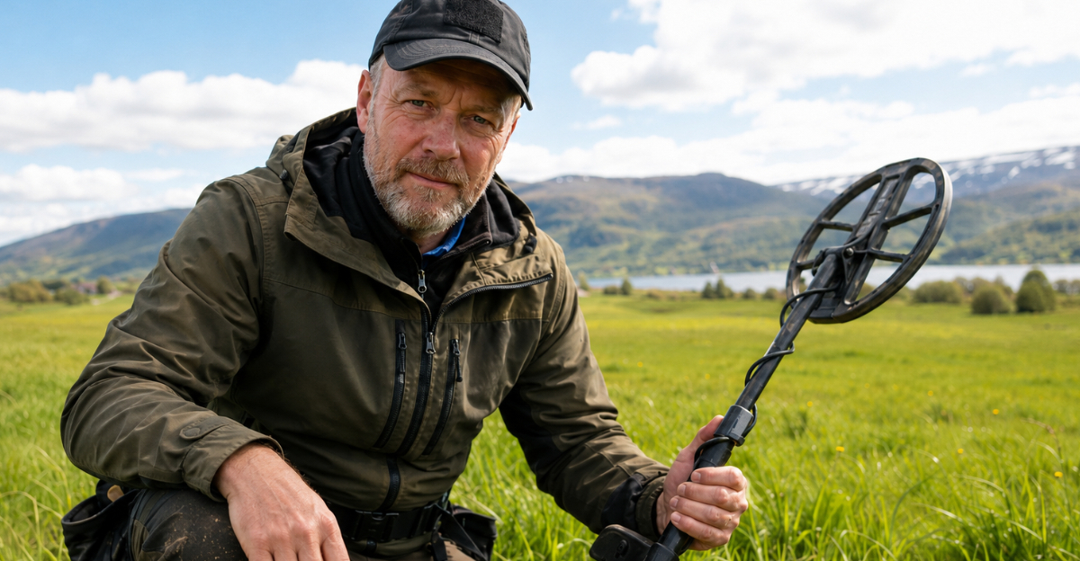 Metal Detectorist in a field