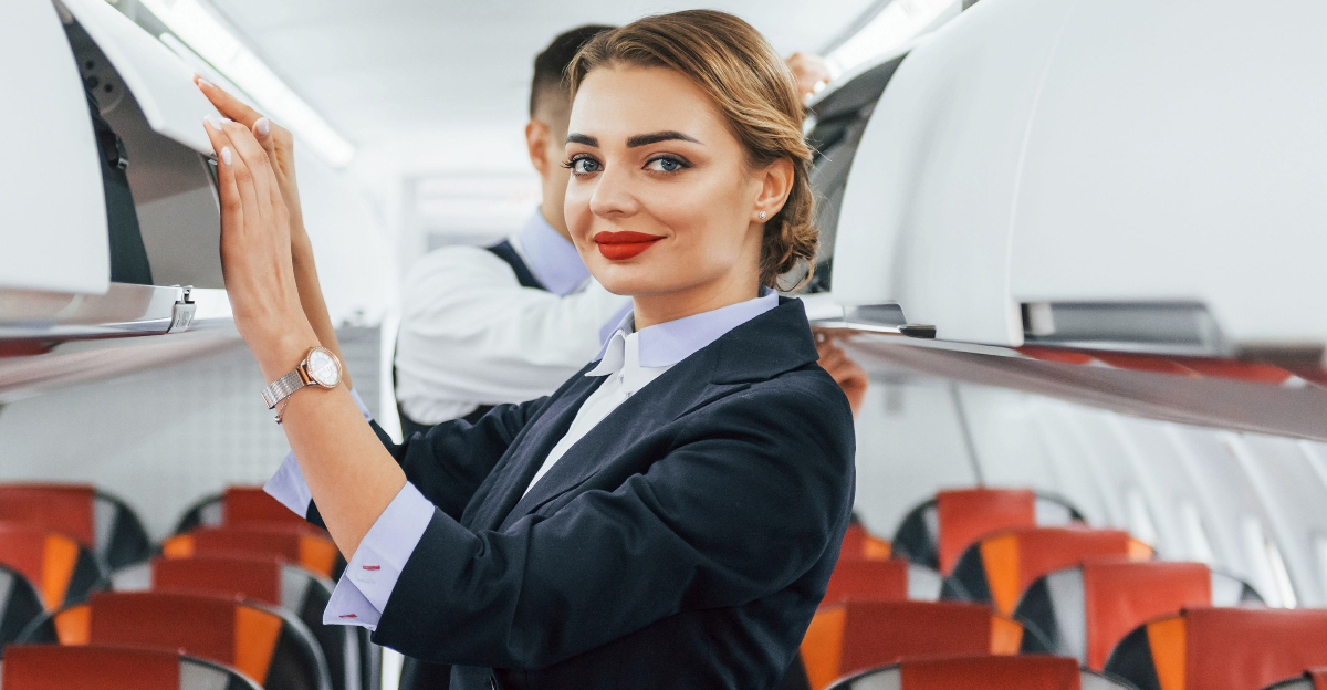 Flight Attendant in Plane