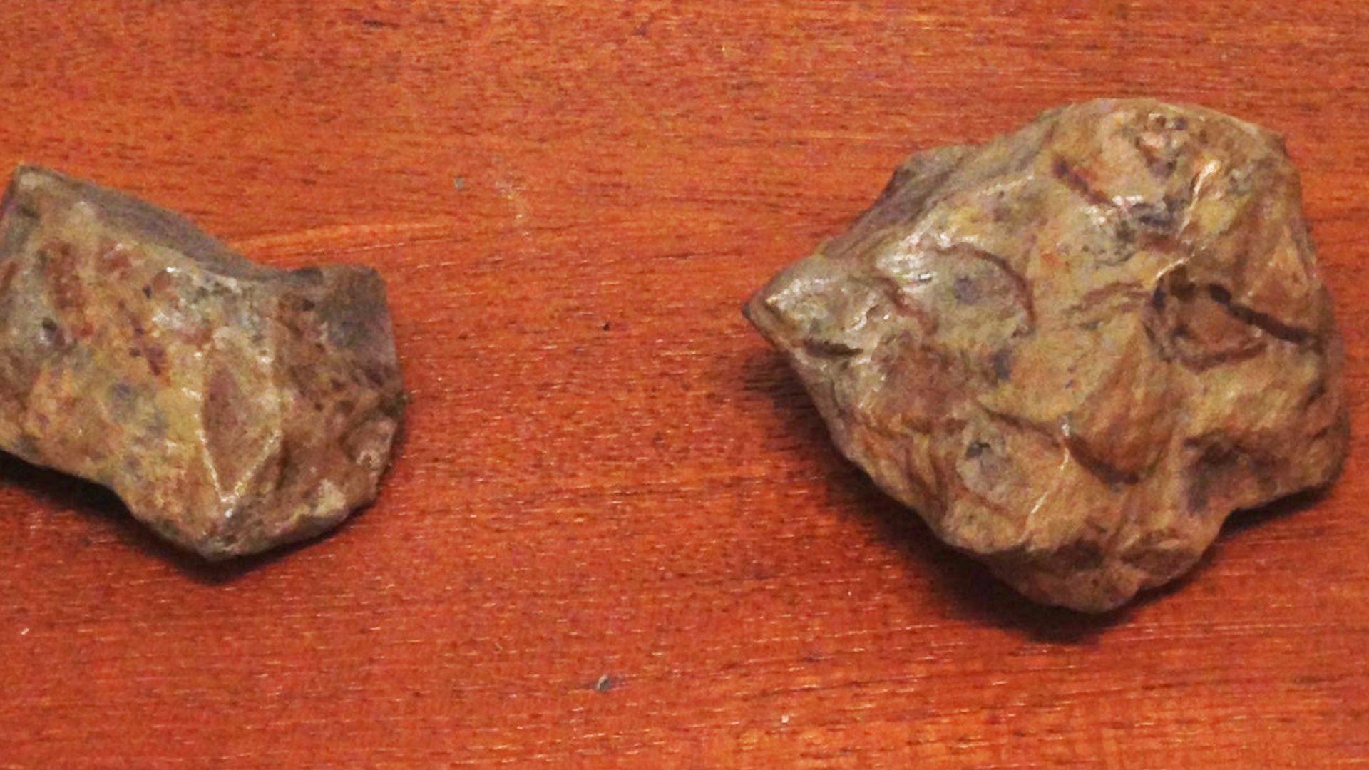 Casts of stone tools of Yuanmou Man (Homo erectus yuanmouensis), found in China. The casts are owned by Shanghai Natural History Museum.
