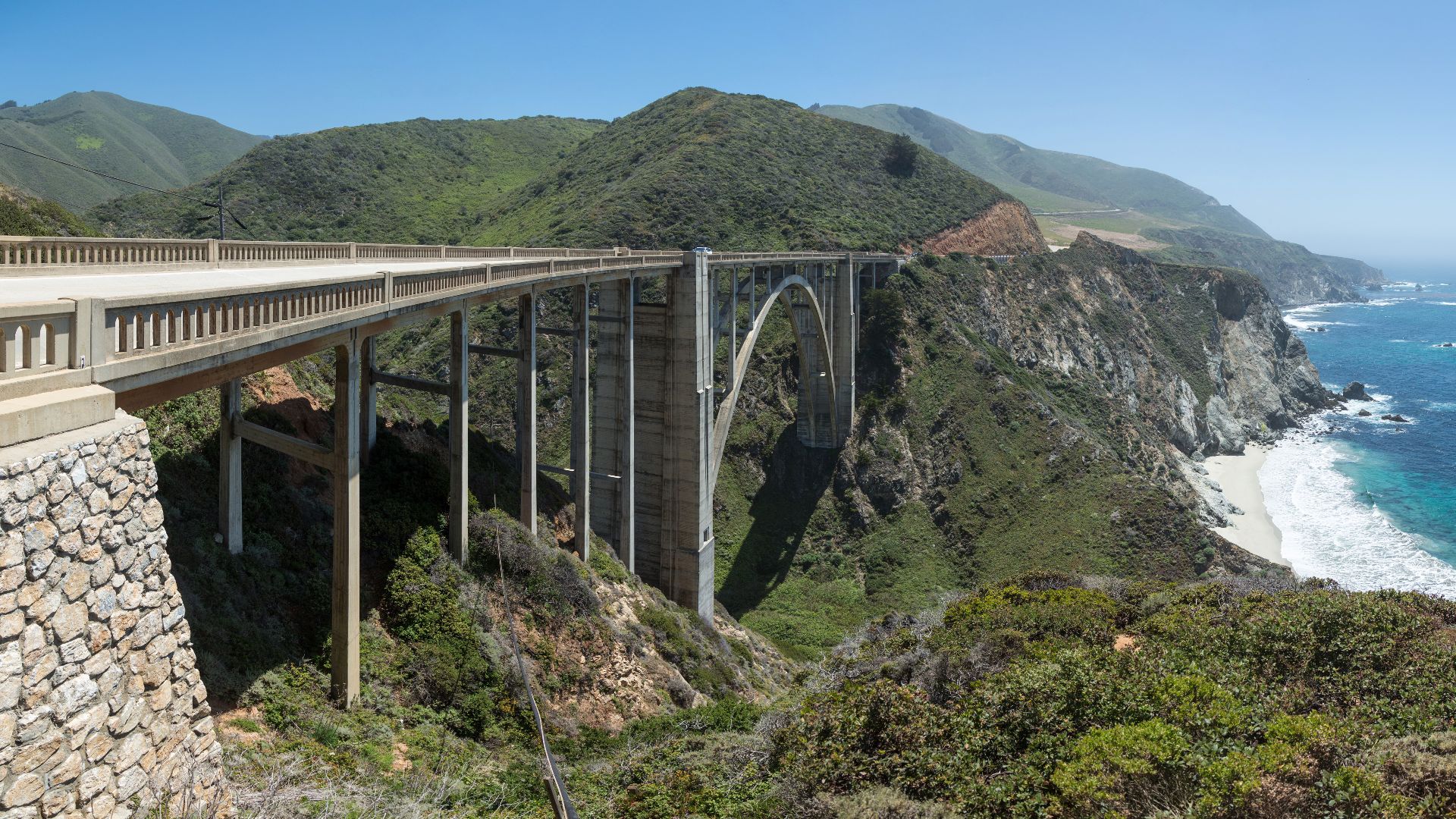 Bixby Creek Bridge, viewed from the northern side near Big Sur on the Central Californian Coast in the United States.