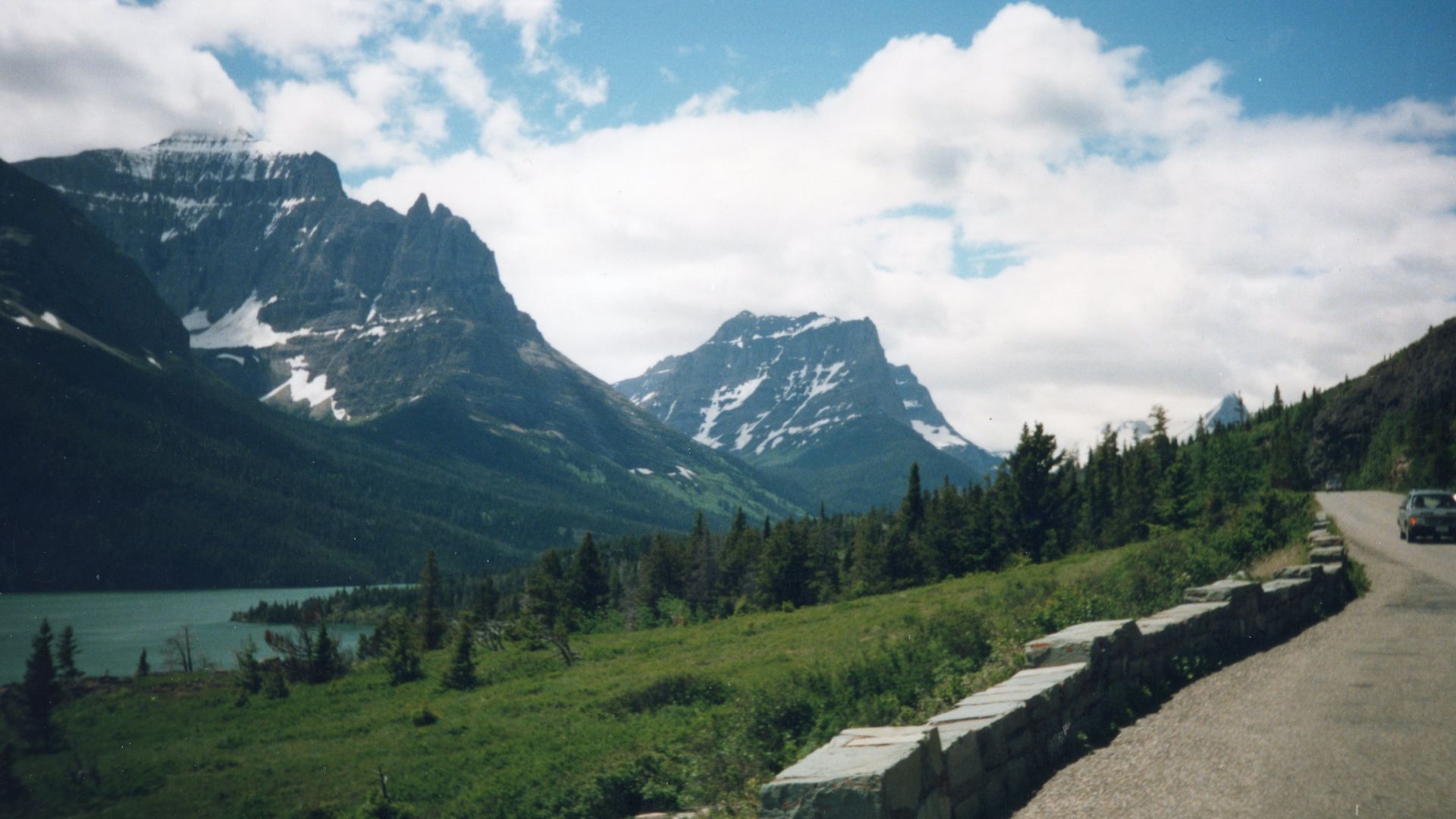Glacier National Park view taken from a viewpoint on the Going-to-the-Sun Road.