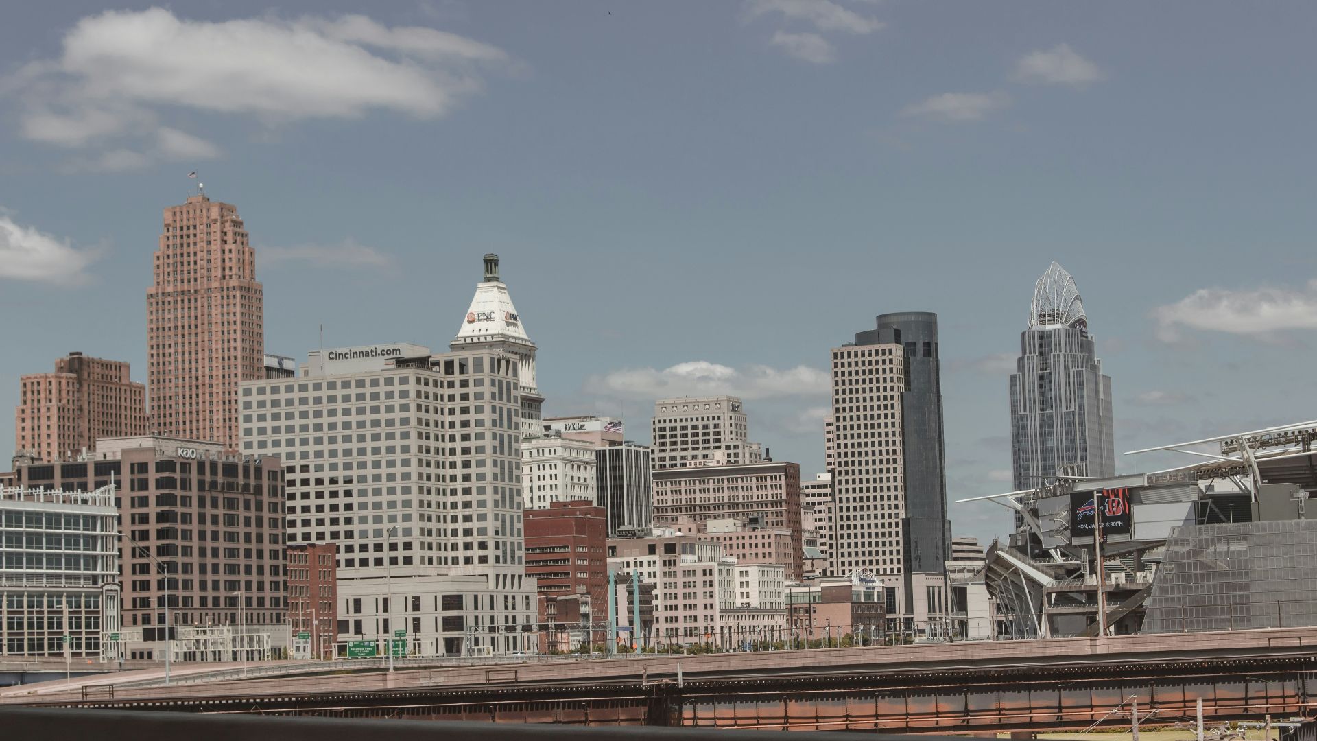 a view of a city from a bridge