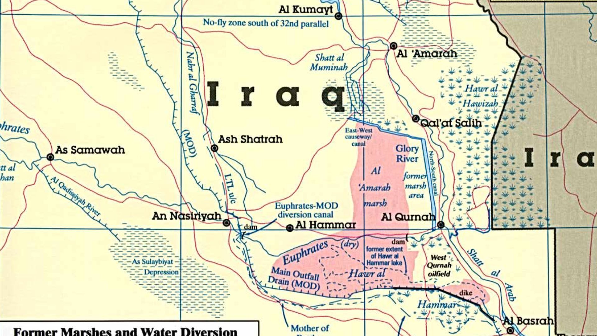 Iraq - Marshes - Former Marshes and Water Diversion Projects in Southeastern Iraq