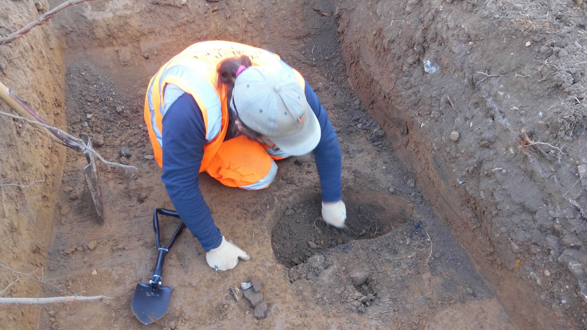 Archaeologist excavation at Brimpton House, 59A High Street, Kelvedon, Essex, September 2023