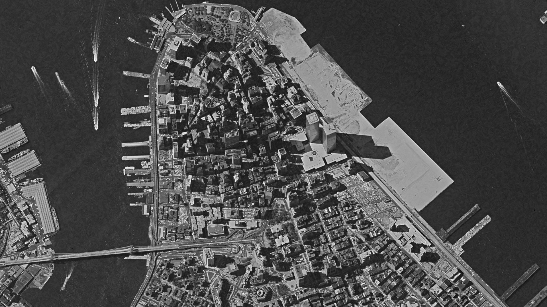 New York City captured by a KH-9 spy satellite on 1980-09-08 at an ~80cm/pixel resolution. 
Data downloaded from [USGS Earth Explorer](earthexplorer.usgs.gov) and processed with QGIS. 

See more: spacefromspace.com/declassified-satellite-images