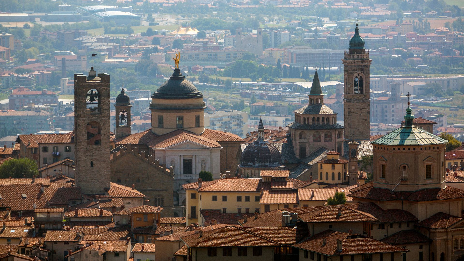 Italy, Bergamo city. View to the Old Upper City.