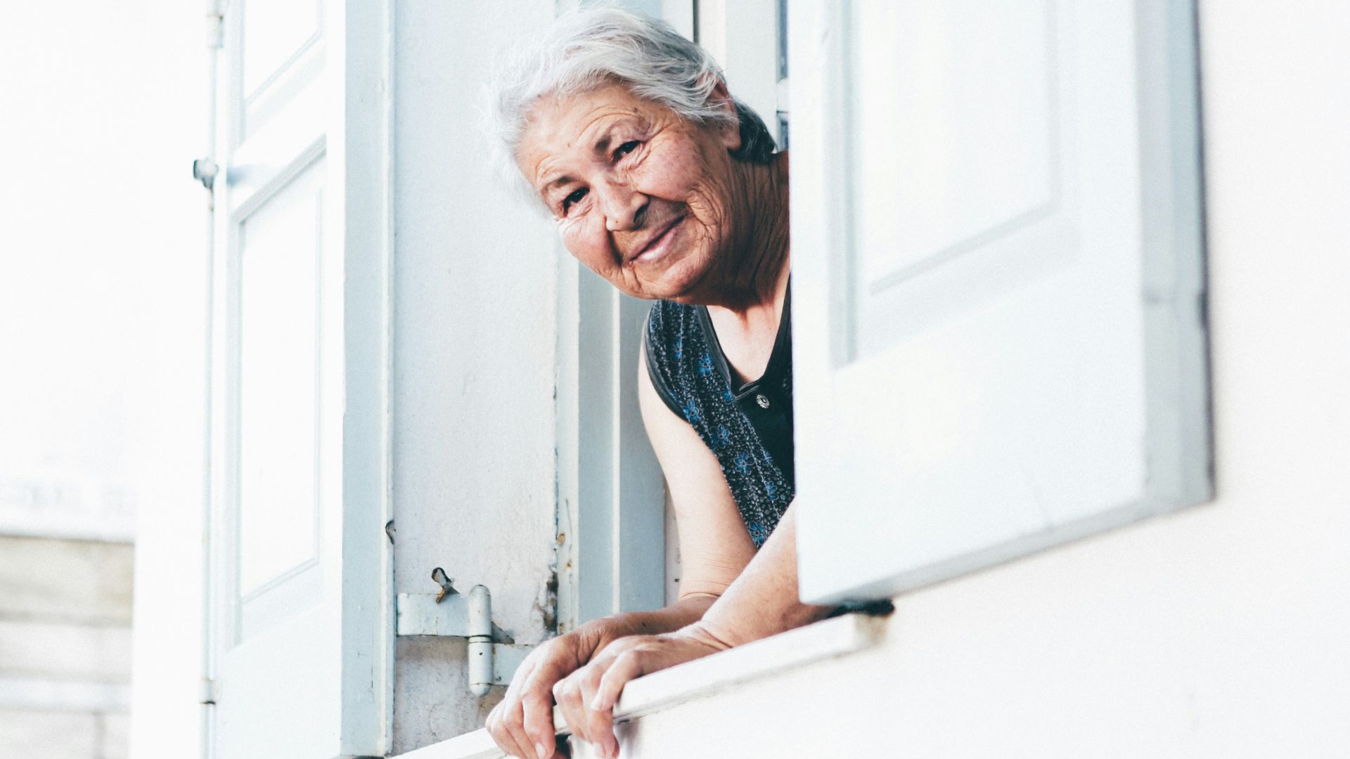 woman peeping at window