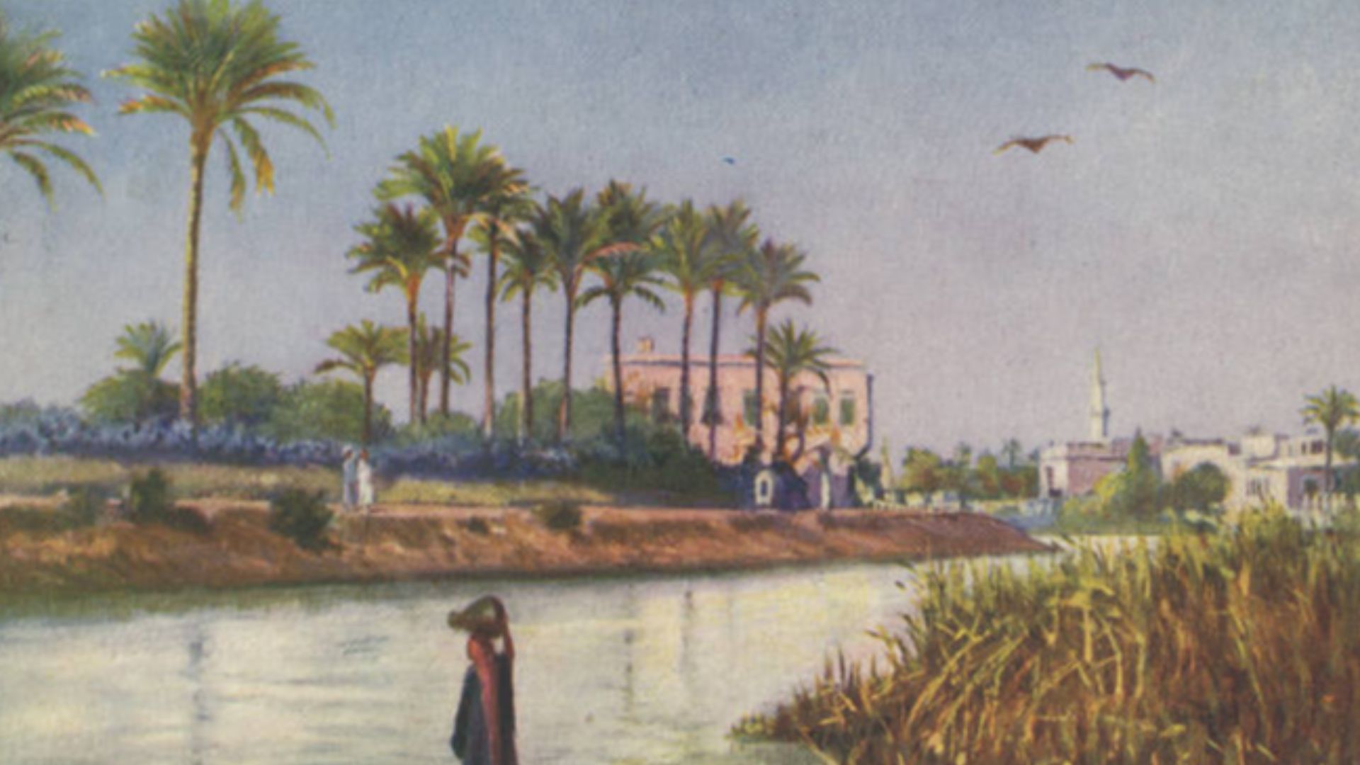 Postcard showing the Mahmoudiyah Canal