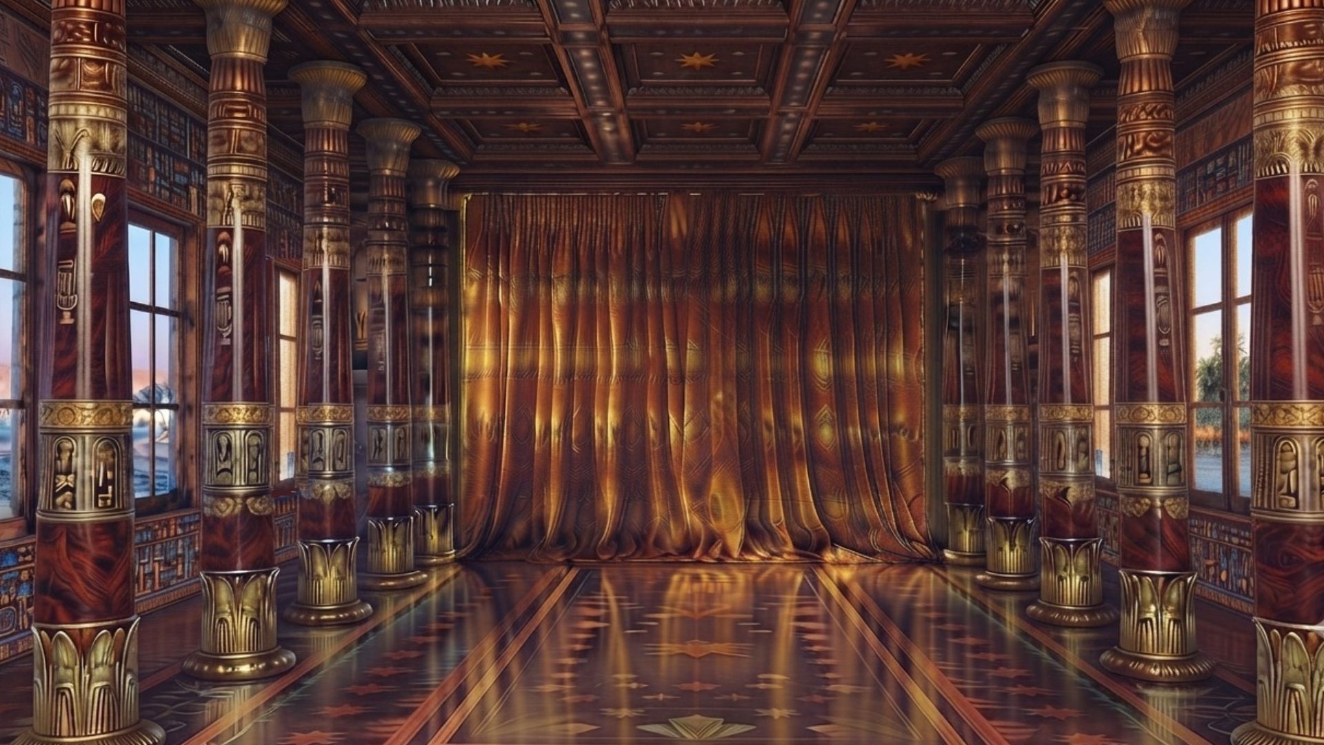 Restitution de la première grande salle de la barque royale de Ptolémée, dit Thalamège.